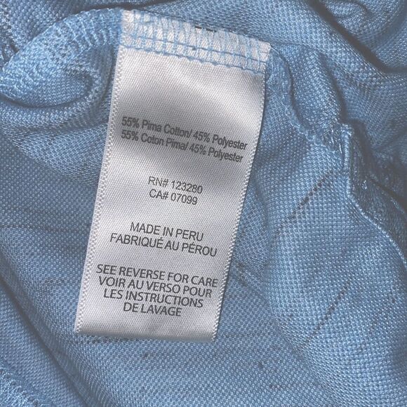 Travis Mathew Men Sz Med Blue Palm Tree Design Cotton Pull Over Golf Casual Polo - Picture 5 of 5